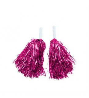 2 Li Gösteri Simli Ponpon Fuşya P3596