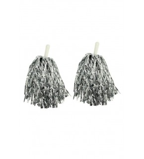 2 Li Gösteri Simli Ponpon Gümüş P3594