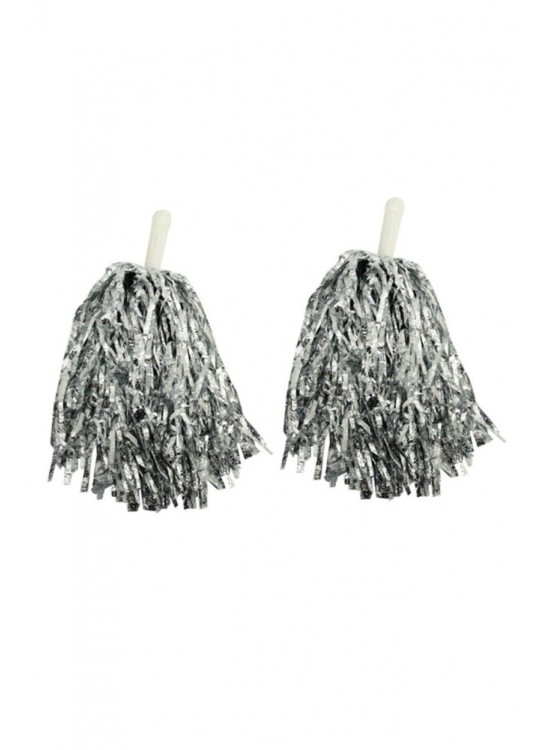 2 Li Gösteri Simli Ponpon Gümüş P3594