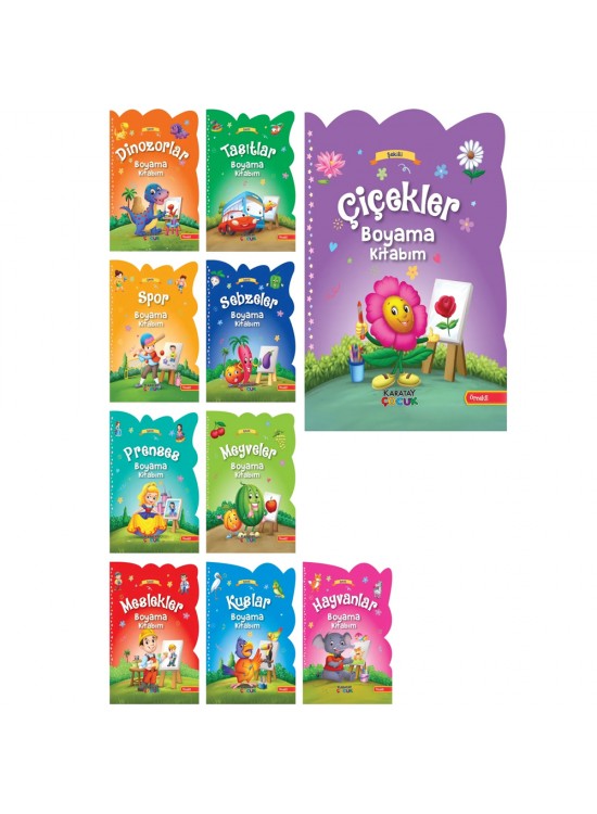 4E Büyük Şekilli Örnekli Kavramlar Boyama Serisi 10 Kitap