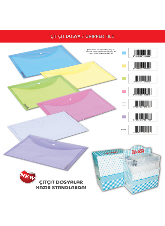 Abka Çıtçıtlı Dosya Sarı (1 Adet)