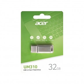 Acer 32GB USB3.2 UM310-32GB Metal Flash Bellek (105-40 MB-s) Okuma-Yazma