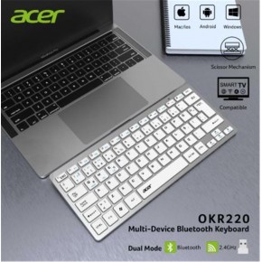 Acer OKR220 Beyaz MultiDevice Dual Mode 2.4GHZ Bluetooth Klavye (Smart Tv)(Android)