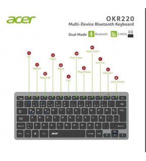 Acer OKR220 Siyah MultiDevice Dual Mode 2.4GHZ Bluetooth Klavye (Smart Tv)(Android)