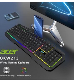 Acer OKW213 Siyah RGB Rainbow Backlit Gaming Keyboard Rainbow (Kablo Uzunluğu 1,5mt)