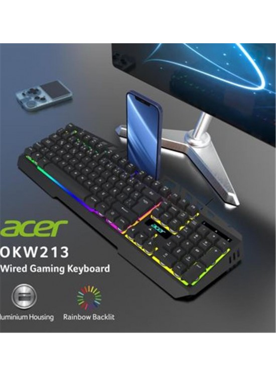 Acer OKW213 Siyah RGB Rainbow Backlit Gaming Keyboard Rainbow (Kablo Uzunluğu 1,5mt) Acer OKW213 Siyah RGB Rainbow Backlit Gaming Keyboard Rainbow (Kablo Uzunluğu 1,5mt)