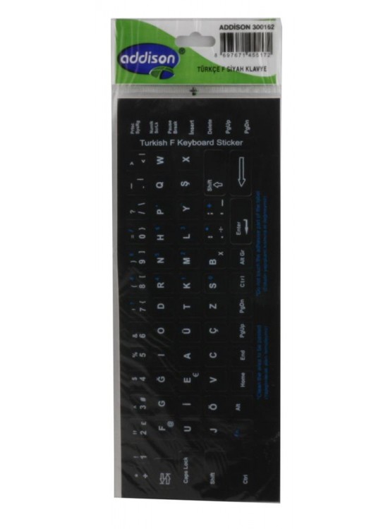 Addison 300162 Türkçe f Siyah Klavye Stıker