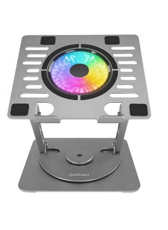 Addison AD-RC35 360 Derece Dönebilen Fanlı RGB Işıklı Metal Laptop Stand
