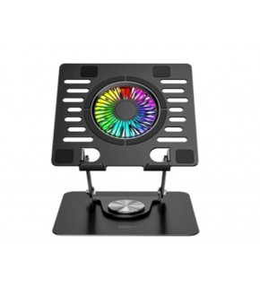Addison AD-RC36 Steely 360 Derece Dönebilen Fanlı RGB Işıklı Ayarlanabilir Siyah Metal Laptop Stand