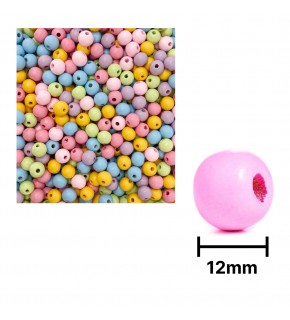 Ahşap Boncuk Pastel Renk 1Kg 12Mm Yuvarlak