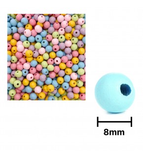 Ahşap Boncuk Pastel Renkli Askılı 8Mm Yuvarlak