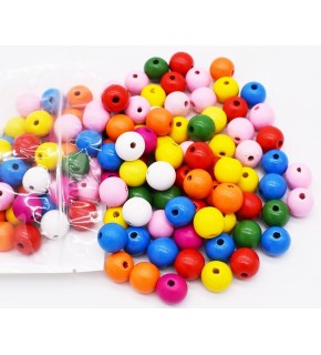 Ahşap Boncuk Renkli 18Mm Yuvarlak 40 lı 66722