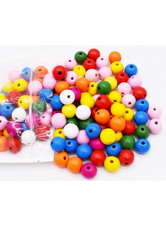 Ahşap Boncuk Renkli 18Mm Yuvarlak 40 lı 66722
