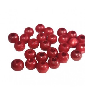 Ahşap Boncuk Renkli 1Kg 10Mm Yuvarlak Kırmızı