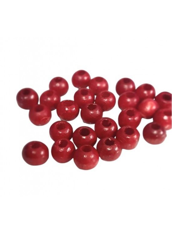 Ahşap Boncuk Renkli 1Kg 10Mm Yuvarlak Kırmızı