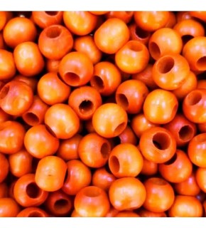 Ahşap Boncuk Renkli 1Kg 10Mm Yuvarlak Turuncu