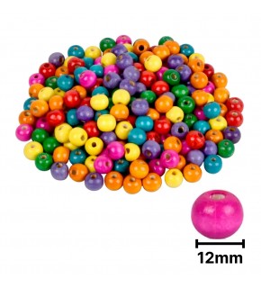 Ahşap Boncuk Renkli 1Kg 12Mm Yuvarlak B3547