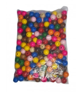 Ahşap Boncuk Renkli 1Kg 25Mm Yuvarlak B5724