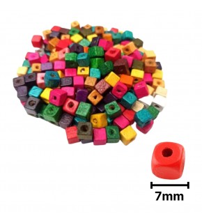 Ahşap Boncuk Renkli 1Kg 7Mm Kare B20476