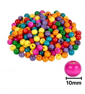 Ahşap Boncuk Renkli Askılı 10Mm Yuvarlak B4116