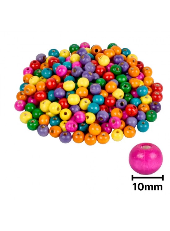 Ahşap Boncuk Renkli Askılı 10Mm Yuvarlak B4116