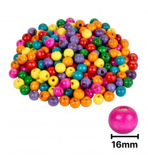 Ahşap Boncuk Renkli Askılı 16Mm Yuvarlak B0037