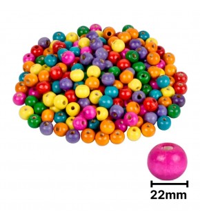 Ahşap Boncuk Renkli Askılı 22Mm Yuvarlak B0482
