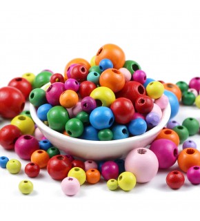 Ahşap Boncuk Renkli Askılı Karışık Boy