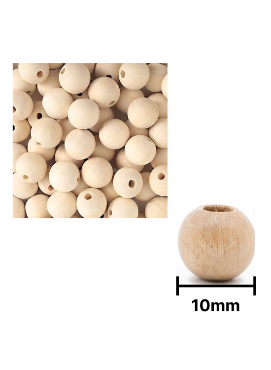 Ahşap Boncuk Sade 1Kg 10Mm Yuvarlak