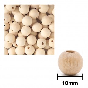 Ahşap Boncuk Sade 1Kg 10Mm Yuvarlak