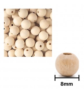Ahşap Boncuk Sade 8Mm Yuvarlak Askılı B2552