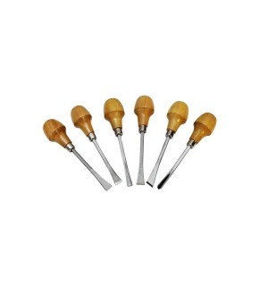 Ahşap Saplı Prof Oyma Seti 6 lı Kısa Saplı