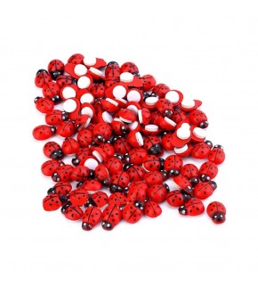 Ahşap Uğur Böceği Kırmızı Askılı 19mm 40 Lı