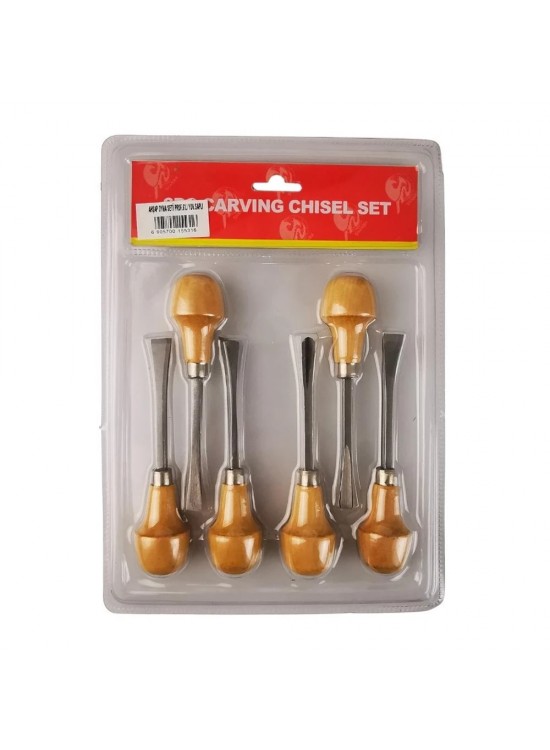 Ahşap Yuv. Saplı Prof. Oyma Seti 6 Lı