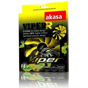 AKASA AK-FN073 "Viper R" 12cm Yuva için 14cm S-Flow Yüksek Performanslı Sessiz Fan