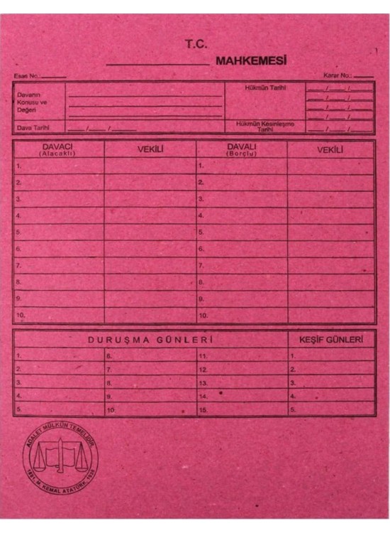 Alemdar Mahkeme Dosyası Pembe (1 Adet)