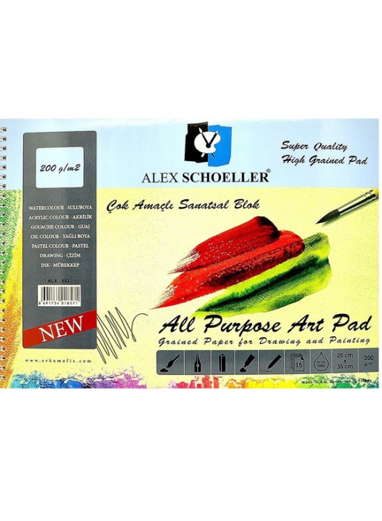 Alex Schoeller Çok Amaçlı Sanatsal Blok 15 YP 25x35 200 GR ALX-893 Alex Schoeller Çok Amaçlı Sanatsal Blok 15 YP 25x35 200 GR ALX-893