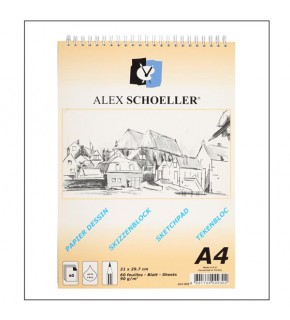 Alex Schoeller Eskiz Blok Spiralli Dikey 60 YP 90 GR A4 ALX-820