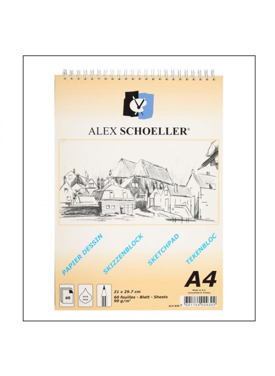 Alex Schoeller Eskiz Blok Spiralli Dikey 60 YP 90 GR A4 ALX-820