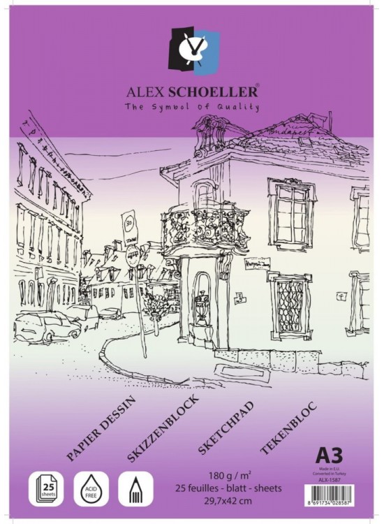 Alex Schoeller Eskiz Blok Yapışkanlı A3 180 Gr 25 Li Alx-1587
