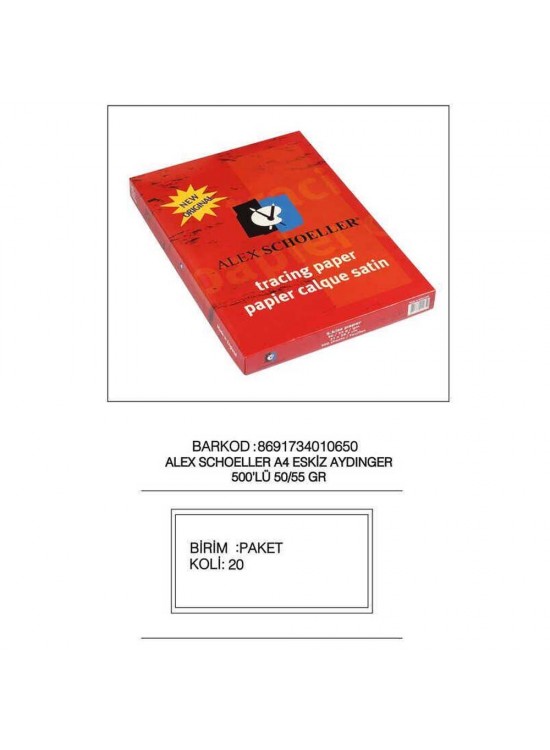Alex Schoeller Eskiz Kağıt 50/55 GR A4