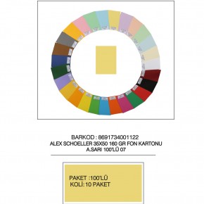 Alex Schoeller Fon Kartonu 160 GR 35x50 07 Açık Sarı (1 Adet)