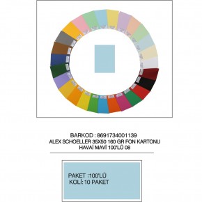 Alex Schoeller Fon Kartonu 160 GR 35x50 08 Havai Mavi (1 Adet)