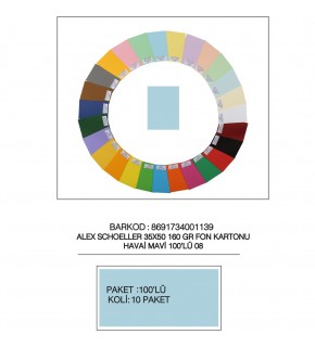 Alex Schoeller Fon Kartonu 160 GR 35x50 08 Havai Mavi (1 Adet)