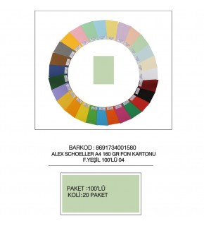 Alex Schoeller Fon Kartonu 160 GR A4 04 Fıs Yeşili (1 Adet)