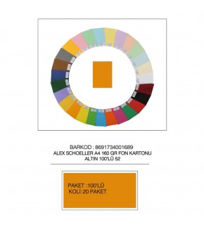 Alex Schoeller Fon Kartonu 160 GR A4 52 Aç.Altın