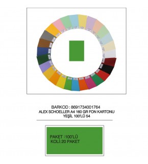 Alex Schoeller Fon Kartonu 160 GR A4 54 Yeşil (1 Adet)