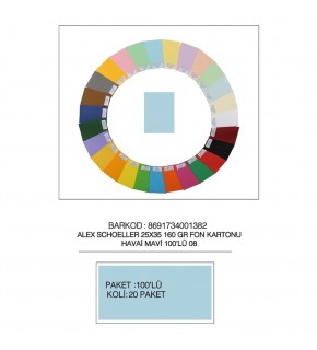 Alex Schoeller Fon Kartonu 25x35 No:08 Havai Mavi 100 Lü