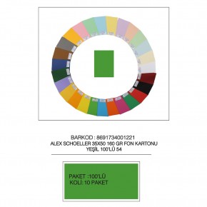 Alex Schoeller Fon Kartonu 35x50 No:54 Yeşil 100 Lü Alx-2754