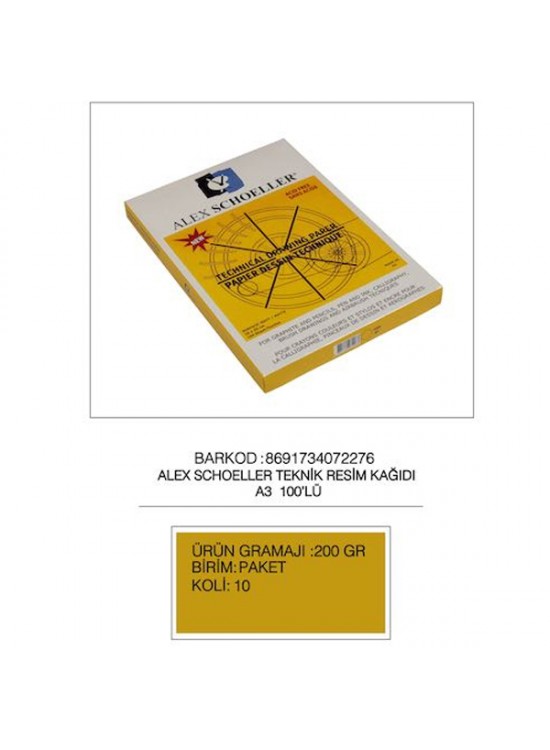 Alex Schoeller Resim Kağıdı Damgalı 100 LÜ A3 200 GR (1 Adet) Alex Schoeller Resim Kağıdı Damgalı 100 LÜ A3 200 GR (1 Adet)